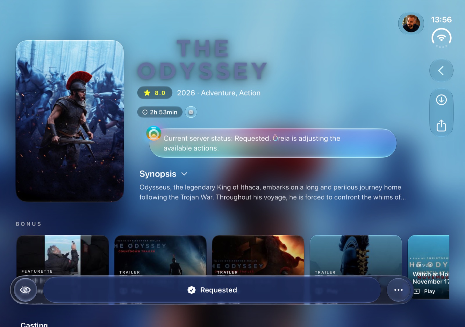 The Odyssey detail page on iPhone Duo