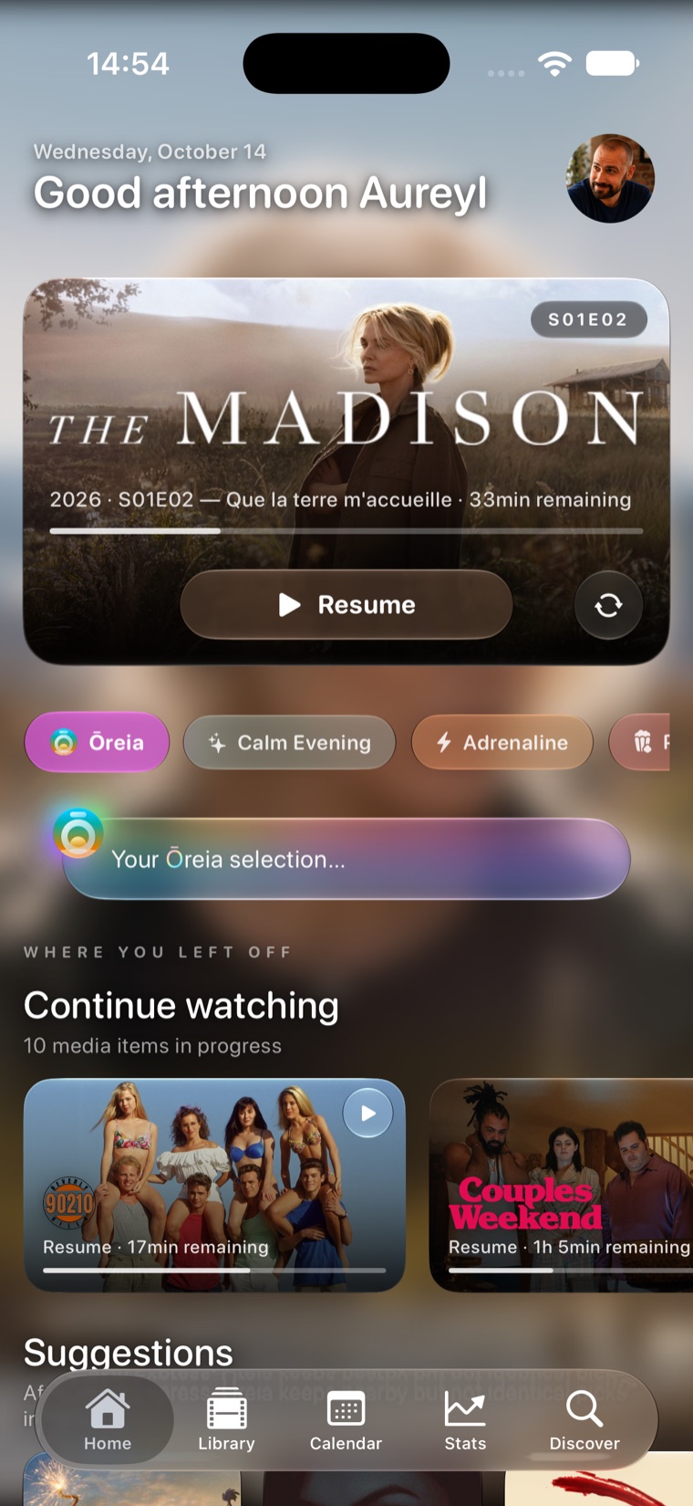 Ōreia home screen featuring The Madison